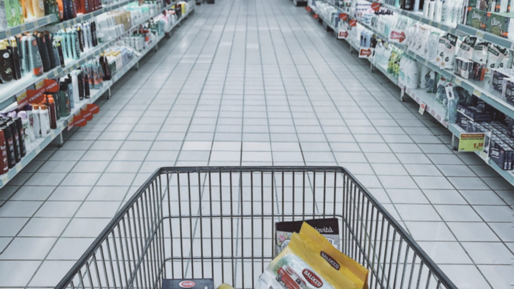 supermarket aisle and trolley
