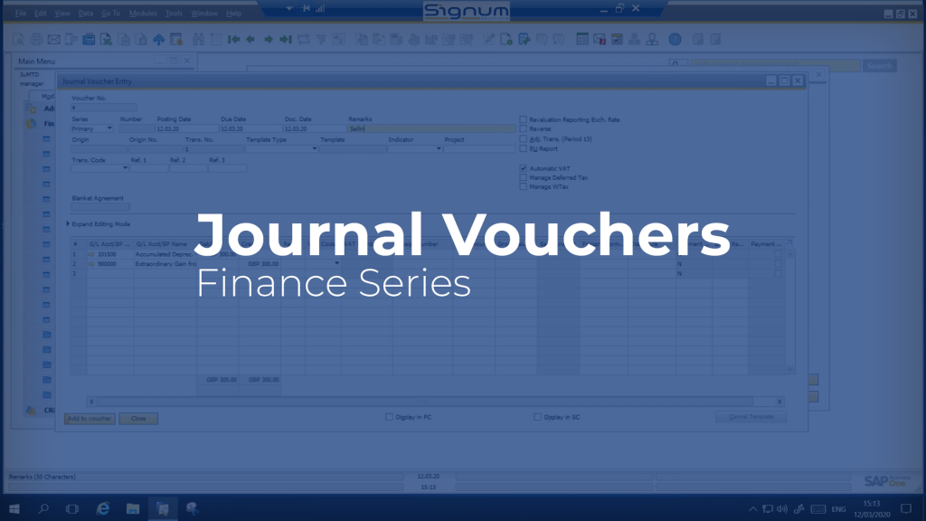 SAP Business One Journal Vouchers video cover image