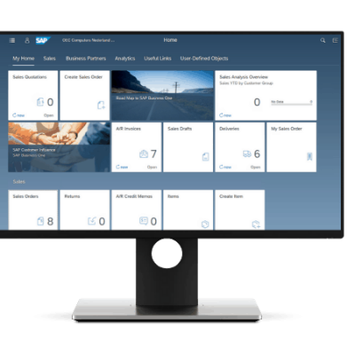 SAP business one v10 demo image SAP Business one v1- on a monitor