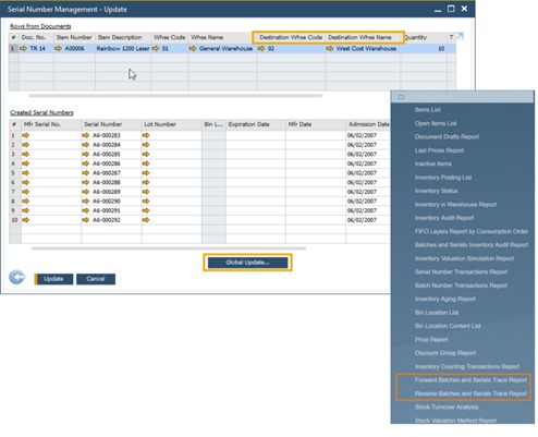 SAP Business One V10 Inventory Enhancements - Batch and serial number management