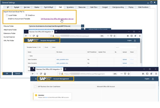 SAP Business One v10 Microsoft 365 and OneDrive integration