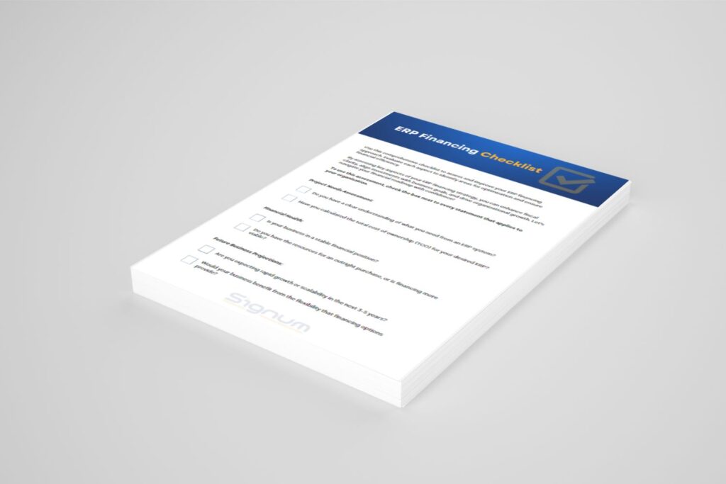 ERP financing checklist - mock up image